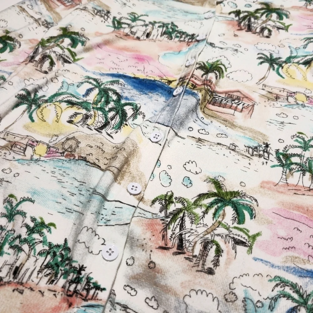 Talbots Coastal Scene Button-Front Shirt - Size Small Petite - Picture 3 of 7